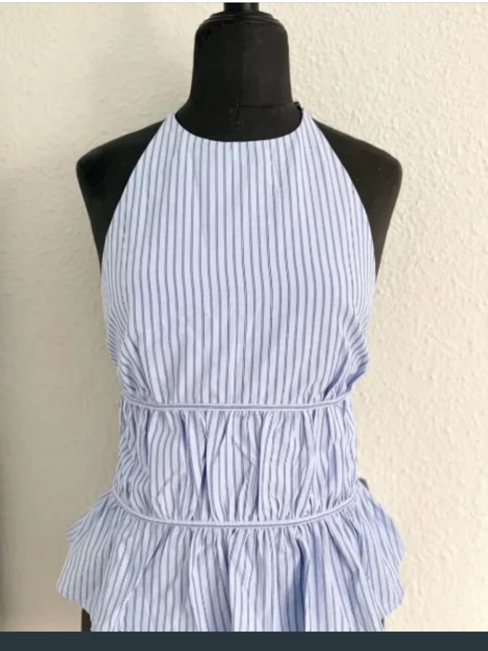 Zara Blue Striped Poplin Top Backless